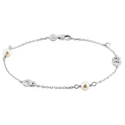 Bracelet Anilie Argent Blanc Perle D'imitation Et Oxyde De Zirconium