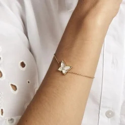 Bracelet Areli Plaque Or Doré Nacre Oxyde De Zirconium