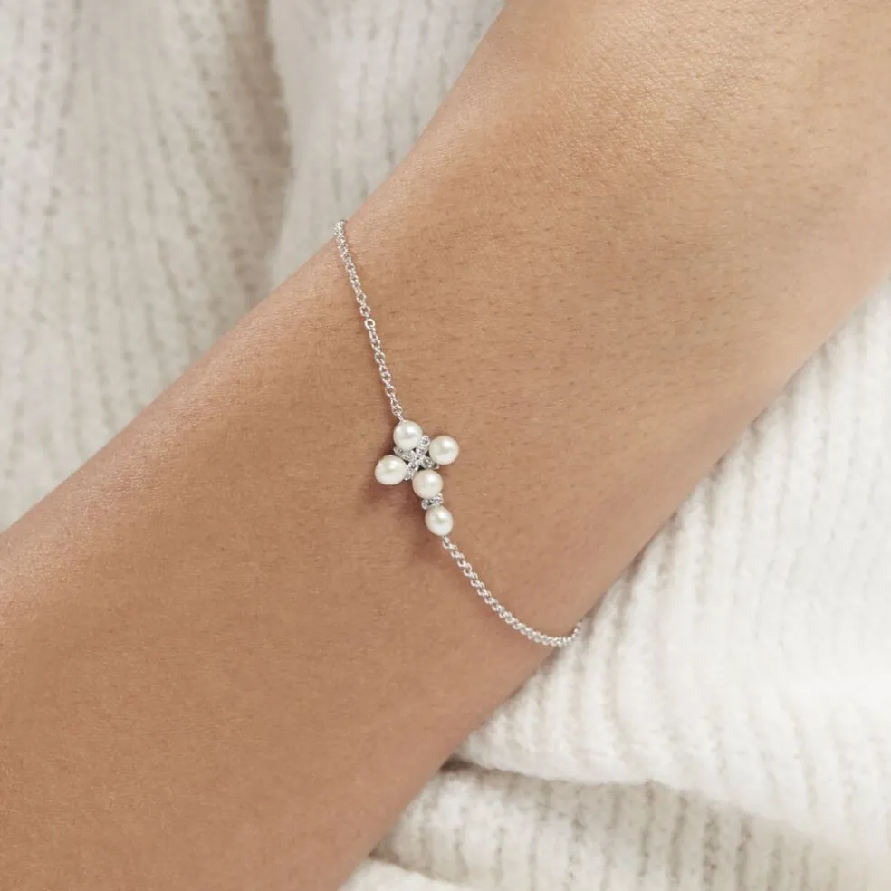 Bracelet Argent Blanc Burt Perles De Culture Oxydes De Zirconium