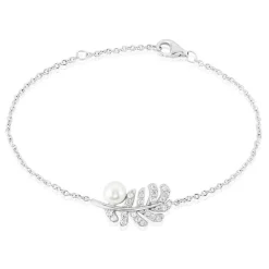Bracelet Argent Blanc Edytha Perle De Culture Oxydes De Zirconium