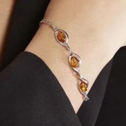 Bracelet Argent Blanc Mounyaae Ambre