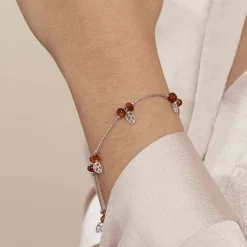 Bracelet Argent Blanc Nolana Ambre