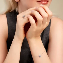 Bracelet Baroque Party Argent Blanc Oxyde De Zirconium