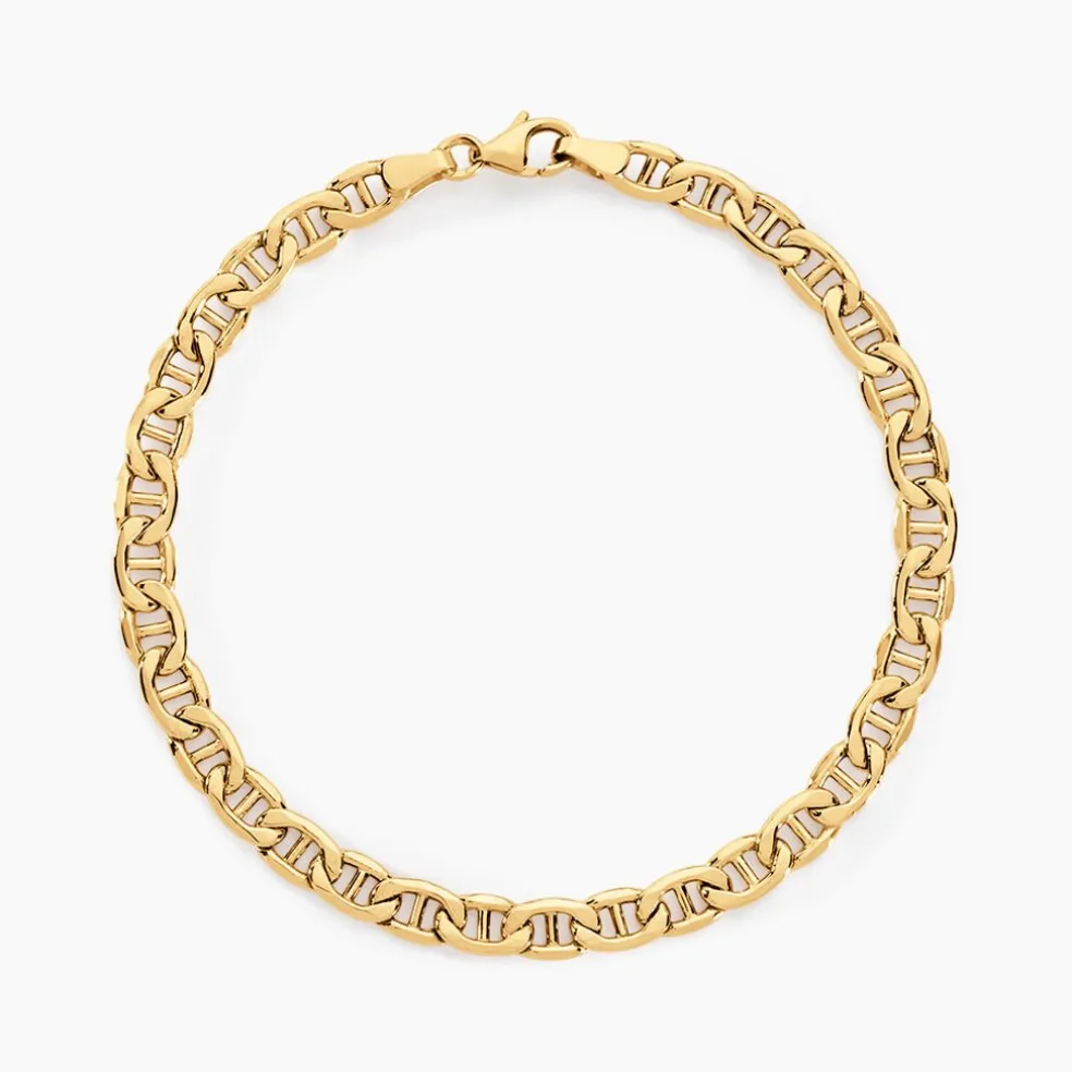 Bracelet Capucin Or Jaune Maille Marine Plate