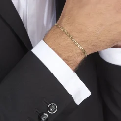 Bracelet Capucin Or Jaune Maille Marine Plate