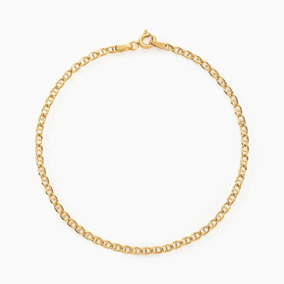 Bracelet Capucin Or Jaune Maille Marine Plate