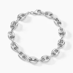 Bracelet Carrus Maille Grain De Cafe Argent Blanc