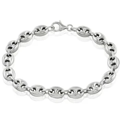 Bracelet Carrus Maille Grain De Cafe Argent Blanc