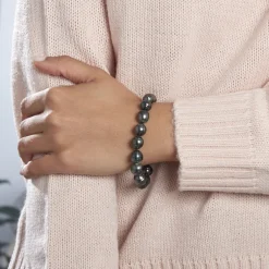 Bracelet Cerclee Or Jaune Perle De Culture De Tahiti