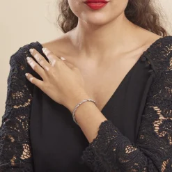 Bracelet Ciana Torsade Diamante Argent Blanc