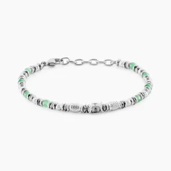 Bracelet Cliff Acier Gris Aventurine Hématite Oxyde De Zirconium