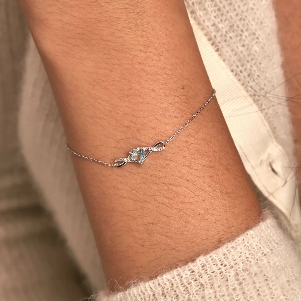 Bracelet Clothilde Or Blanc Topaze Oxyde De Zirconium