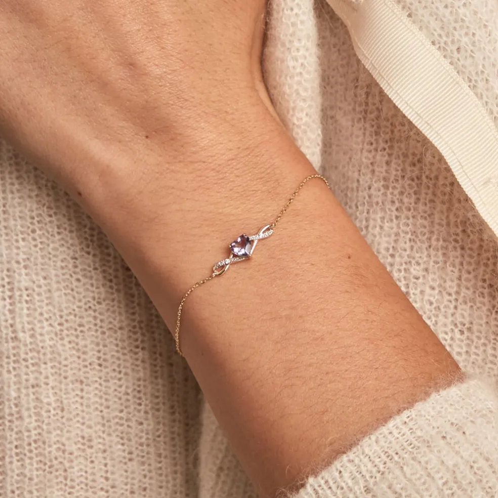 Bracelet Clothilde Or Jaune Améthyste Oxyde De Zirconium