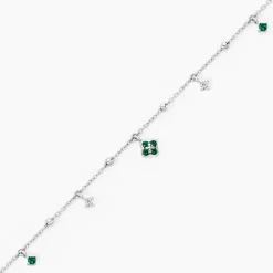 Bracelet Clova Argent Blanc Oxyde De Zirconium Pierre De Synthese