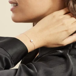 Bracelet Columbine Or Blanc Oxyde De Zirconium Blanc