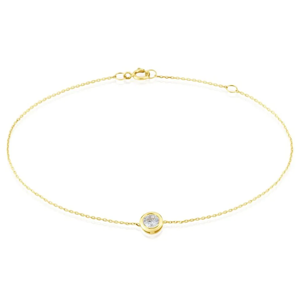 Bracelet Columbine Or Jaune Oxyde De Zirconium Blanc