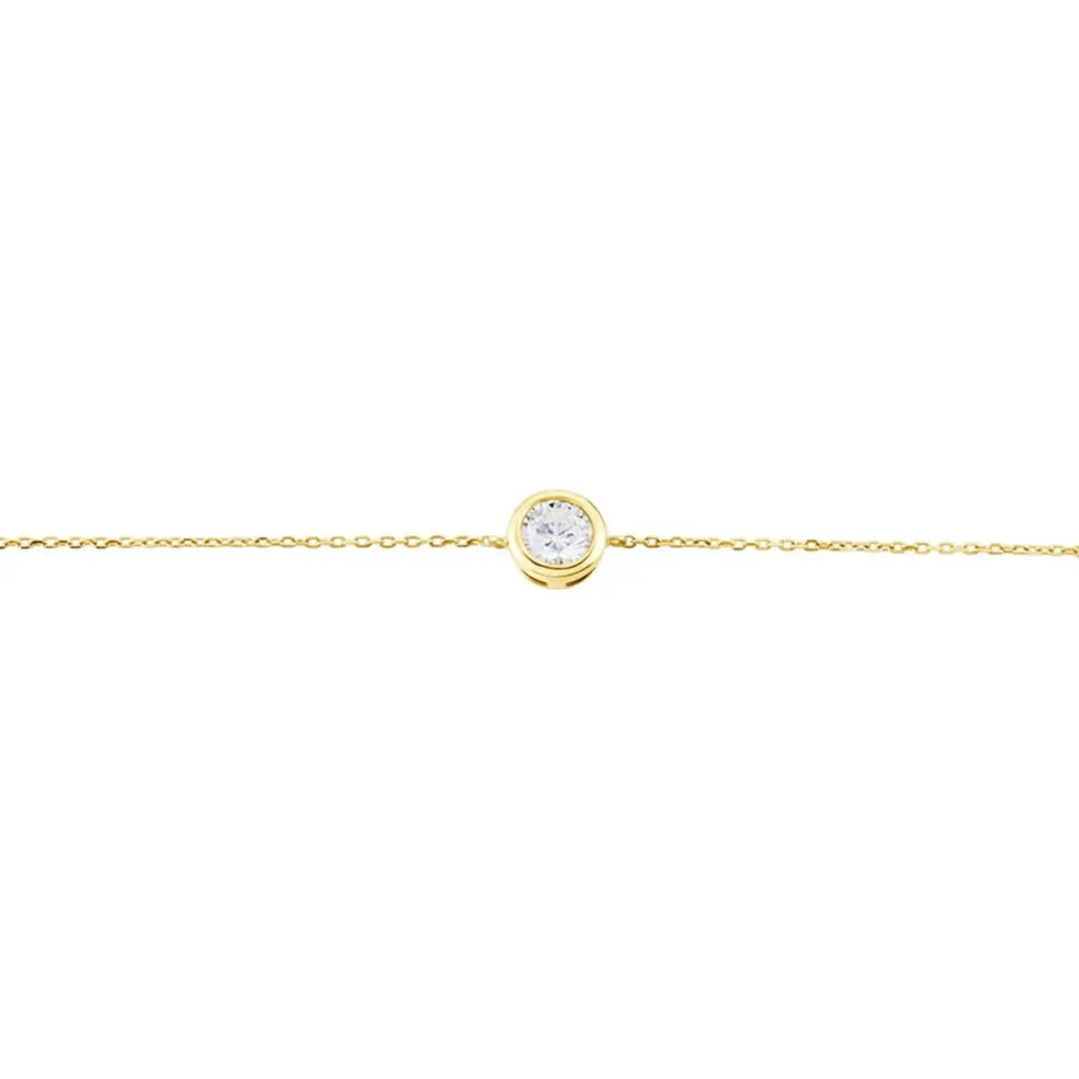 Bracelet Columbine Or Jaune Oxyde De Zirconium Blanc