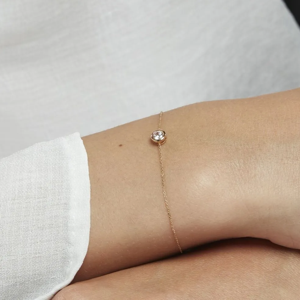 Bracelet Columbine Or Jaune Oxyde De Zirconium Blanc