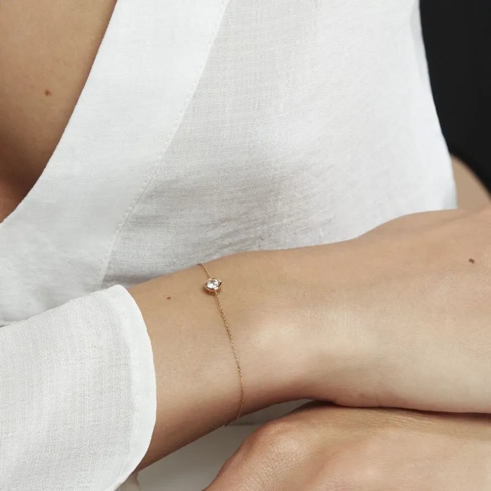 Bracelet Columbine Or Jaune Oxyde De Zirconium Blanc