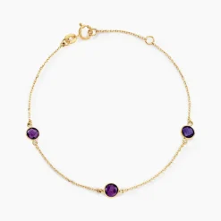 Bracelet Cressida Or Jaune Amethyste Violet