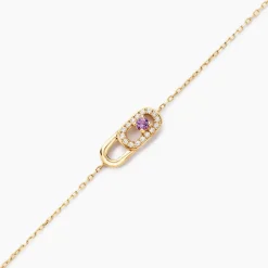 Bracelet Deonne Or Jaune Améthyste Oxyde De Zirconium