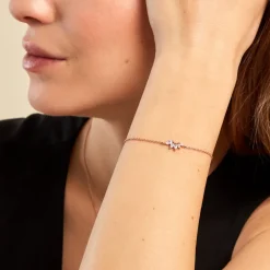 Bracelet Duchesse Argent Rose Oxyde De Zirconium