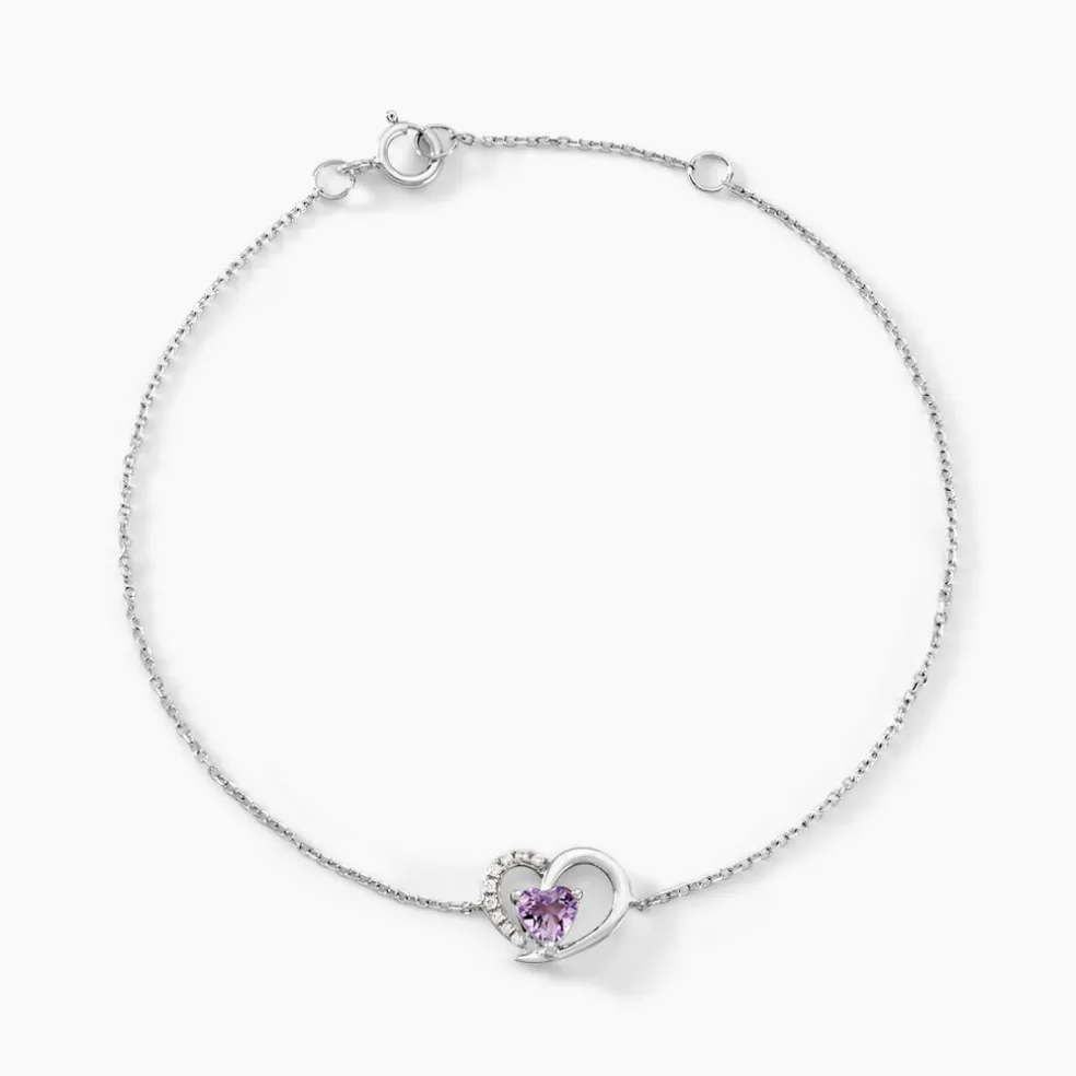Bracelet Eliana Or Blanc Amethyste Et Oxyde De Zirconium