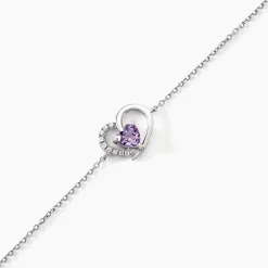 Bracelet Eliana Or Blanc Amethyste Et Oxyde De Zirconium