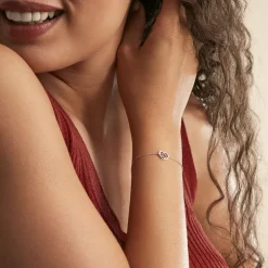 Bracelet Eliana Or Blanc Amethyste Et Oxyde De Zirconium