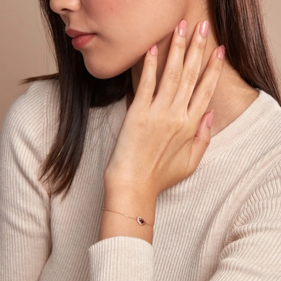 Bracelet Eliana Or Jaune Rhodolite Oxyde De Zirconium