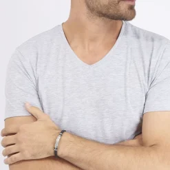 Bracelet Eric Acier Blanc Pierre De Synthese