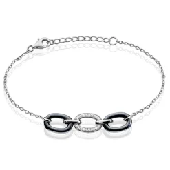 Bracelet Eulalie Argent Blanc Céramique Et Oxyde De Zirconium