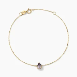 Bracelet Goutte Or Jaune Améthyste