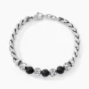 Bracelet Gulustan Acier Gris Vieilli Pierres De Lave