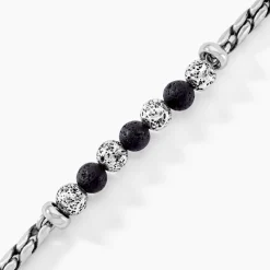 Bracelet Gulustan Acier Gris Vieilli Pierres De Lave