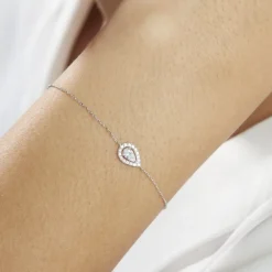 Bracelet Hildana Or Blanc Oxyde De Zirconium