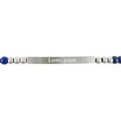 Bracelet Identité Acier Blanc Boules Sebastino Lapis Lazuli