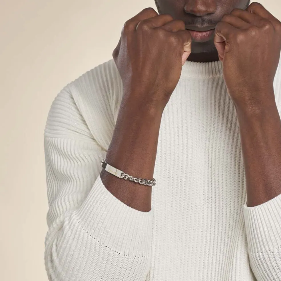 Bracelet Identité Adoline Acier Blanc Diamant