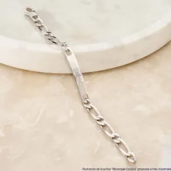 Bracelet Identité Anilo Maille Alternee 1/1 Argent Blanc