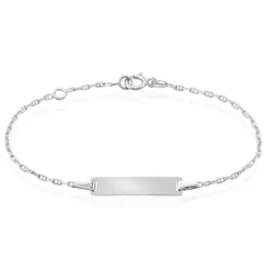 Bracelet Identité Esta Maille Forçat Or Blanc