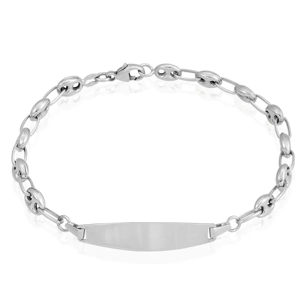 Bracelet Identité Evin Maille Grain De Cafe Or Blanc