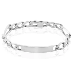 Bracelet Identité Vivian Maille Alternee 1/3 Argent Blanc