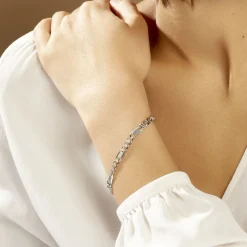 Bracelet Jeremi Maille Alternee 1/3 Et Plaquettes Argent Blanc