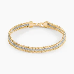 Bracelet Jerry Maille Corde 3 Rangs Or Bicolore