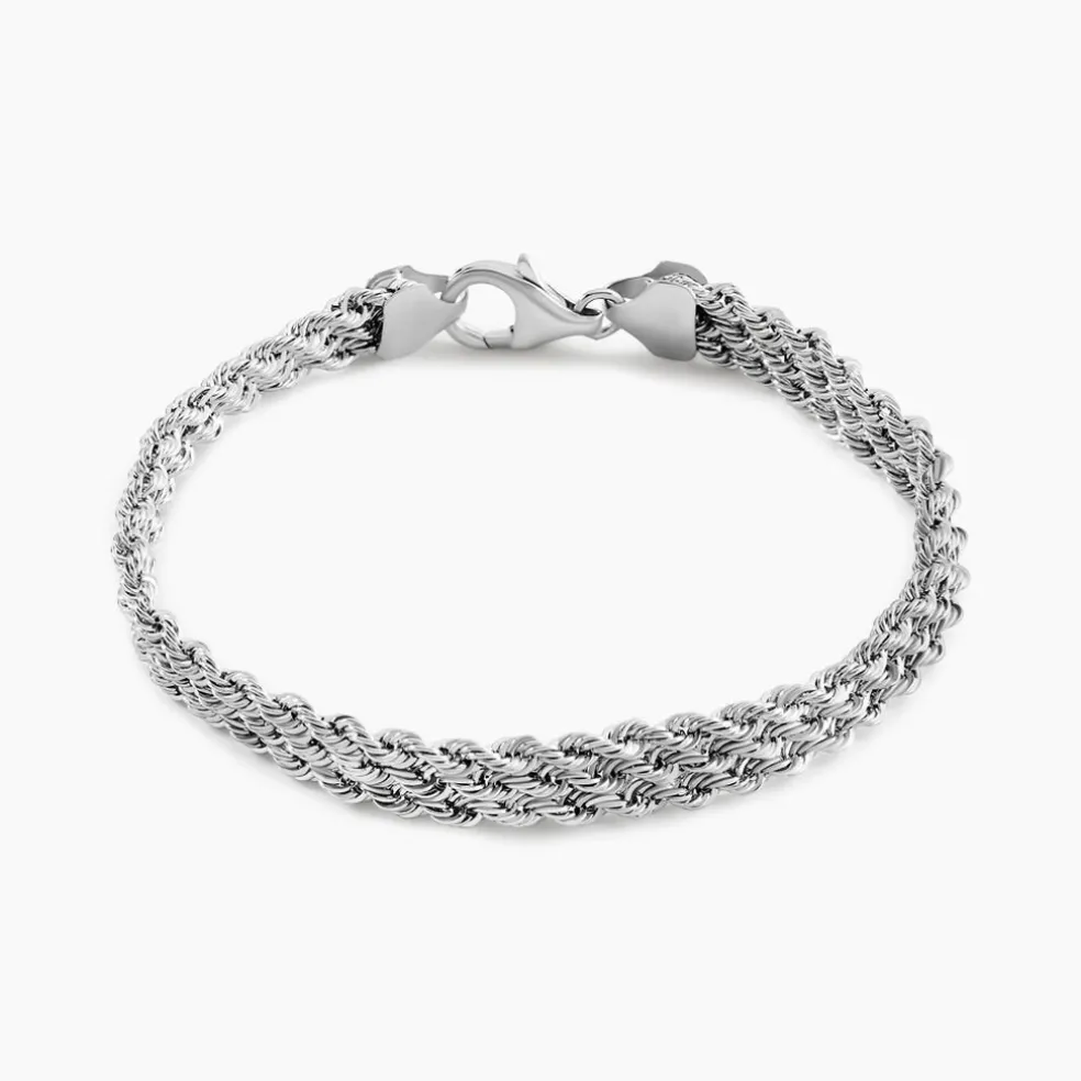 Bracelet Jerry Maille Corde 3 Rangs Or Blanc