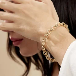 Bracelet Joice Maille Alternée Et Godronne Or Jaune