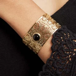 Bracelet Jonc Acier Doré Maurits Agate