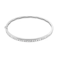 Bracelet Jonc Alane Or Blanc Oxyde De Zirconium