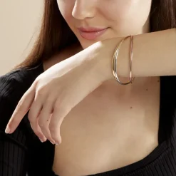 Bracelet Jonc Annie-france Plaqué Or Tricolore