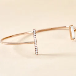 Bracelet Jonc Argent Rose Tea Oxyde De Zirconium